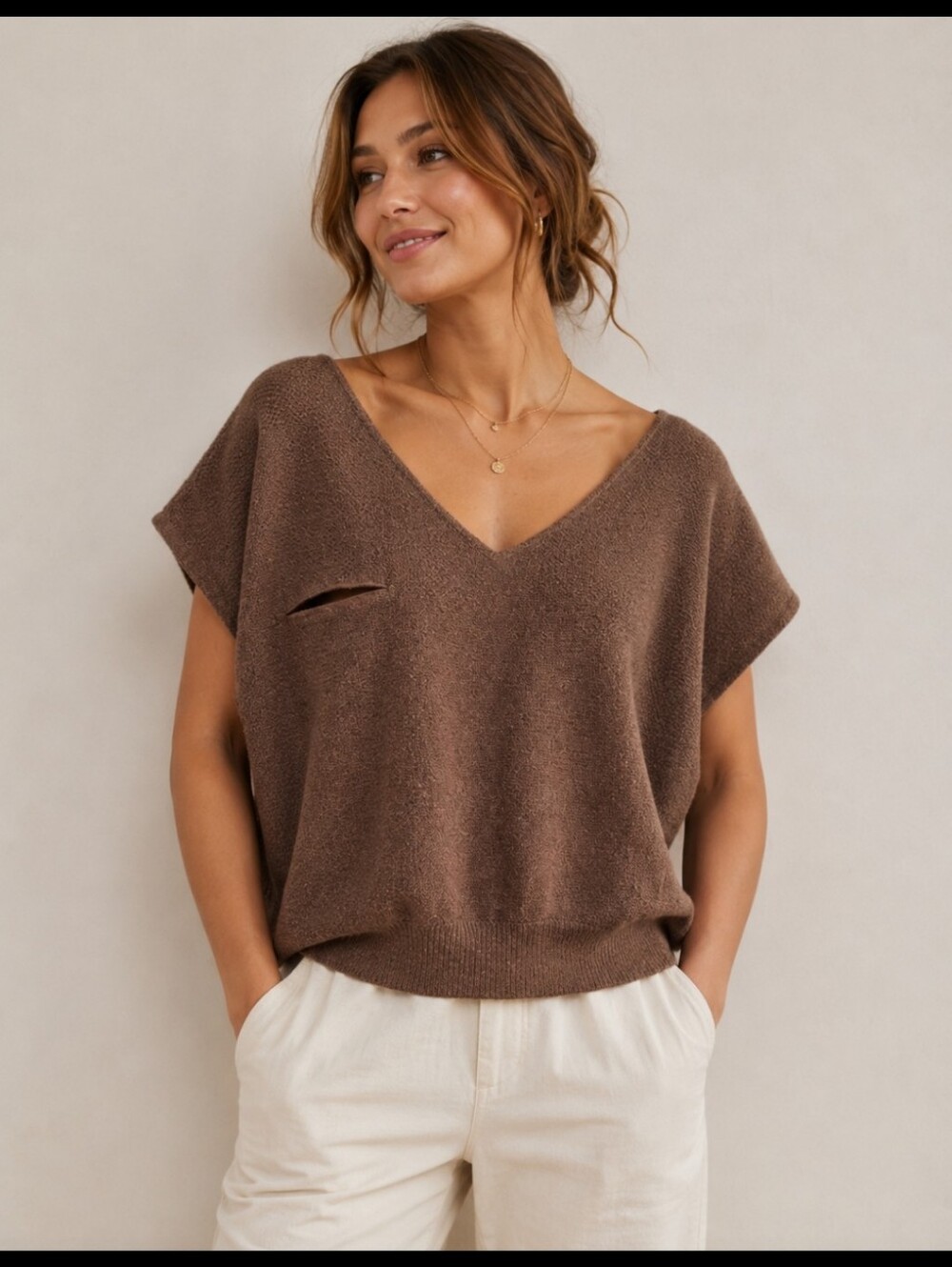 Vintage Paul & Virgime Elegant Brown Women's Sweater